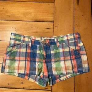 Hollister Vintage Plaid Shorts in Blue, Green & Coral